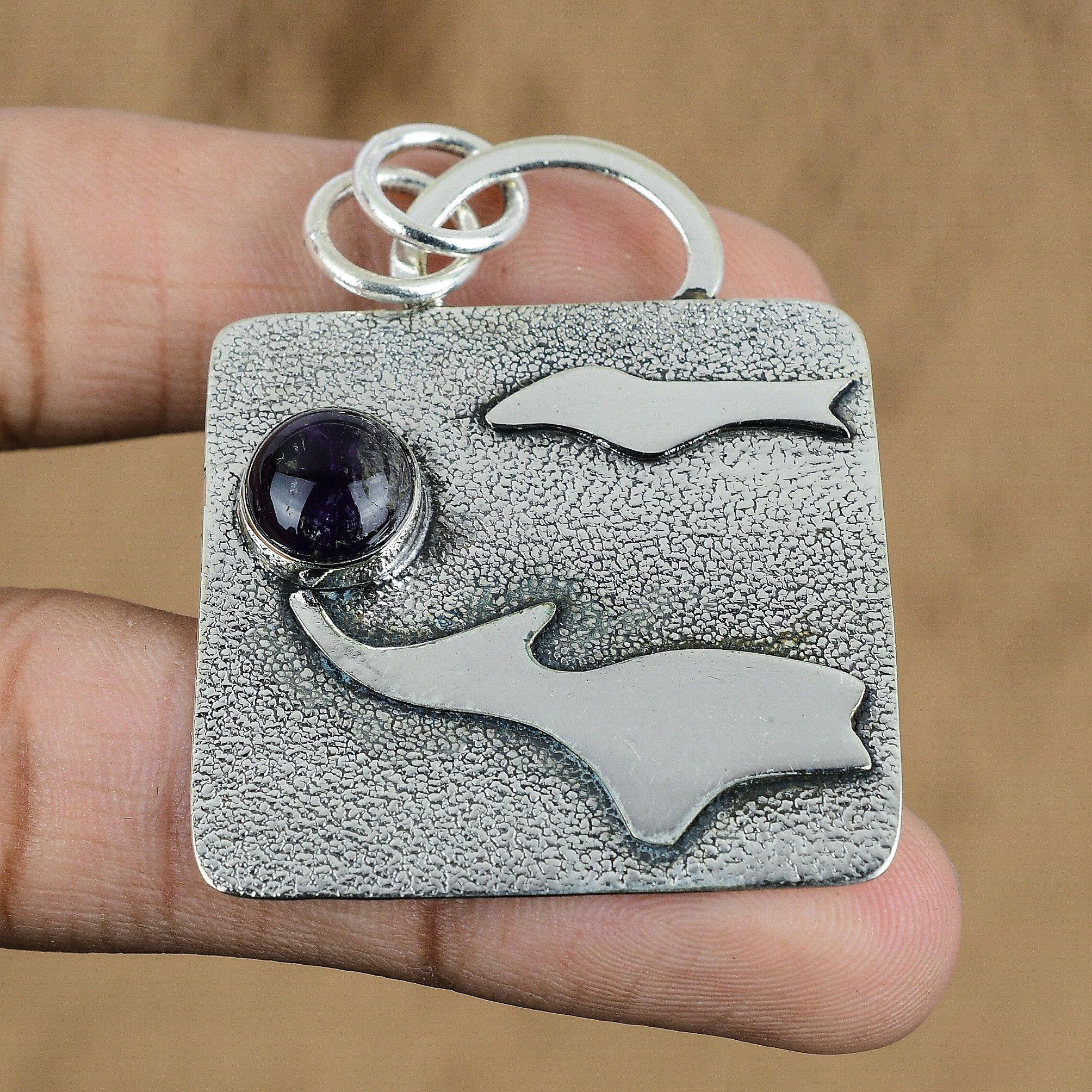 Natural African Amethyst Gemstone Jewelry 925 Sterling Silver Pendant For Girls