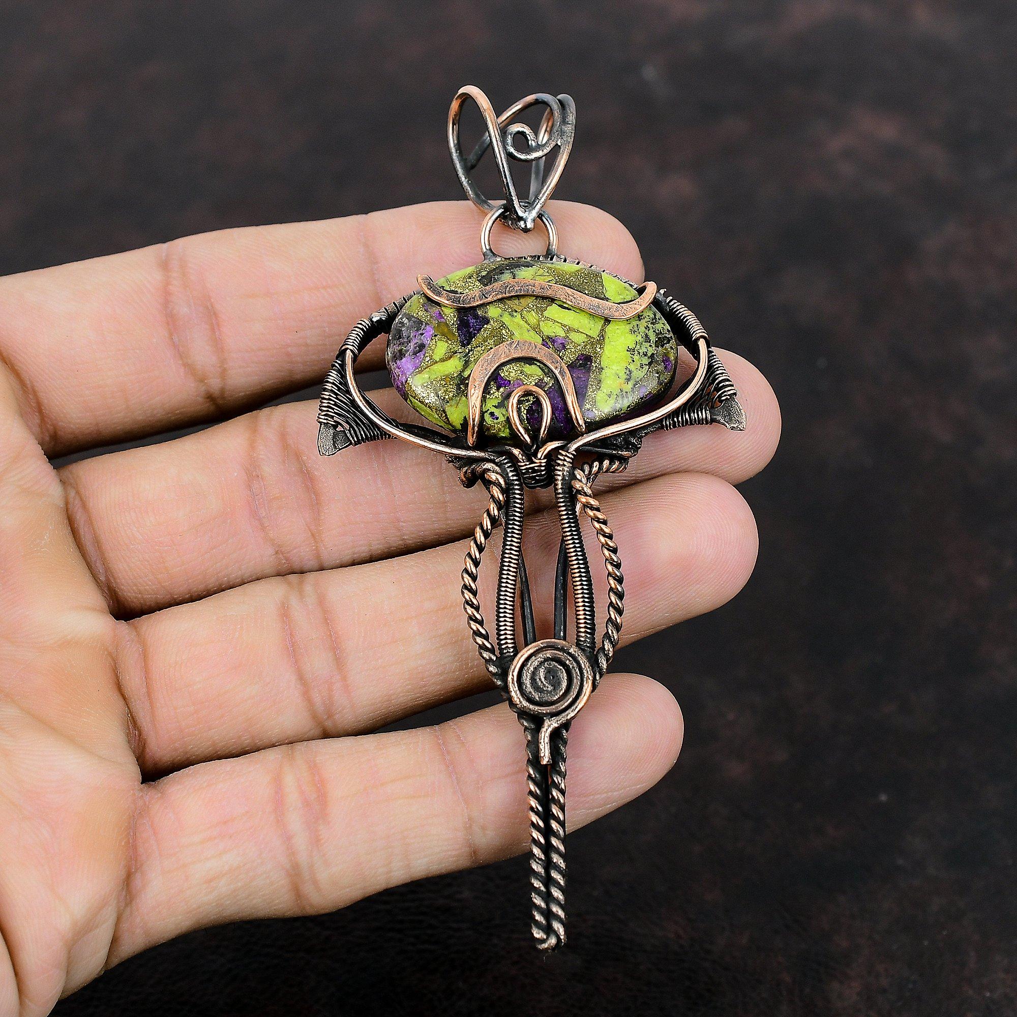 Copper Stichtite Pendant Copper Wire Wrapped Gemstone Pendant Handmade Jewelry Ethnic Style Pendant Gift For Women Wonderful Copper Jewelry