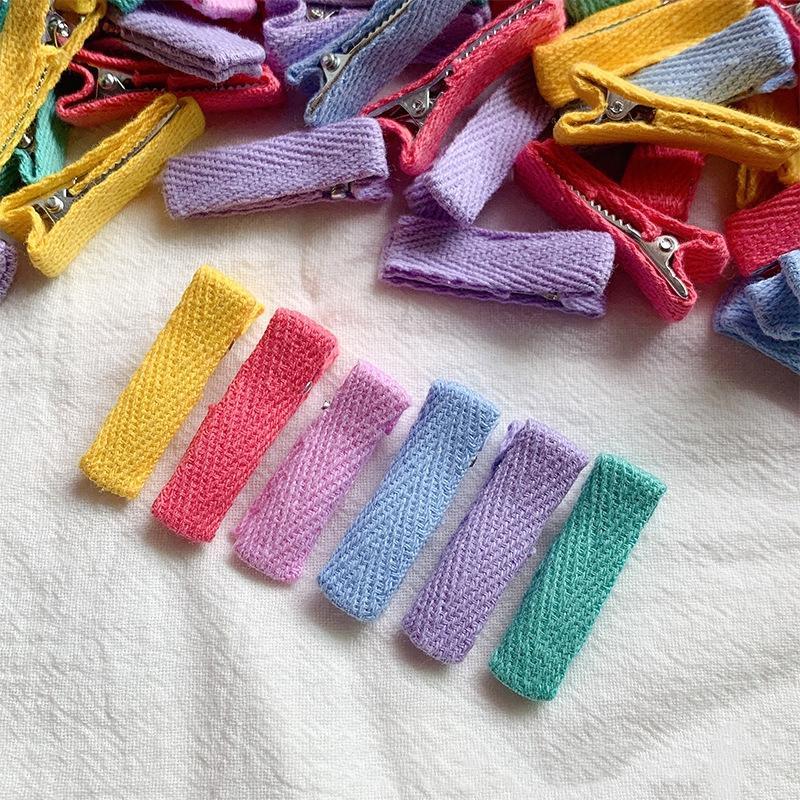 35mm Girls Baby Kids Covered Lined Duck Hair Clips For Girls Solid Color Making Bows Flower Hair Accessories Craft Hair Accessories