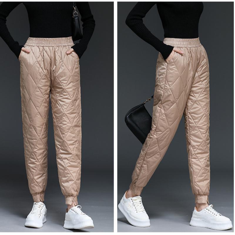 Winter New Trendy Women's Elastic High-waisted Pants Thickened Warm Harem Pants Long High-waisted Pants