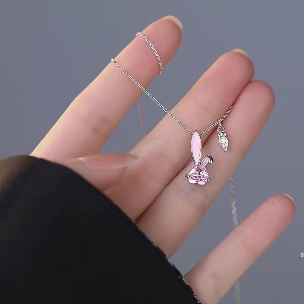 Lovely Mini Carrot Rabbit Chain Necklace For Women's Simple Choker Jewelry Kids Gift