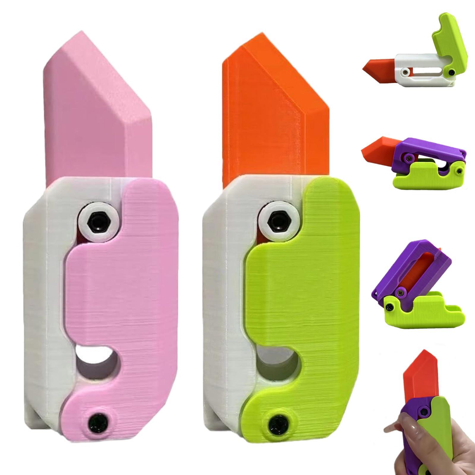 2Pcs 3D Printing Gravity Cub Jumping Small Radish Knife Mini Model Student Prize Pendant Decompression Toy For Children Gift