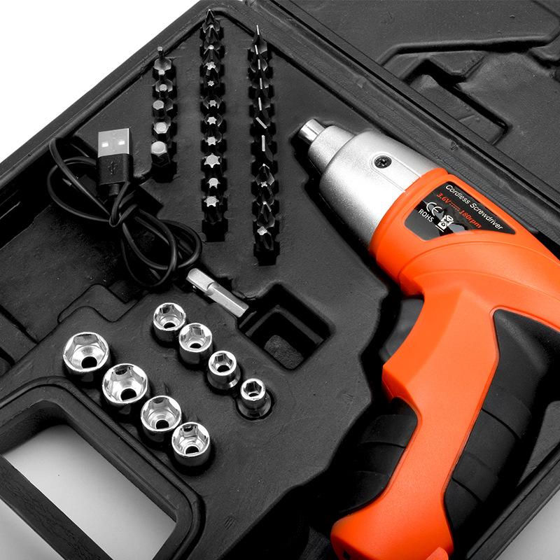 Woodworking Home Repair DIY 3.6V USB Cordless Lithium Drill Screwdriver Electric Hardware Tools Set