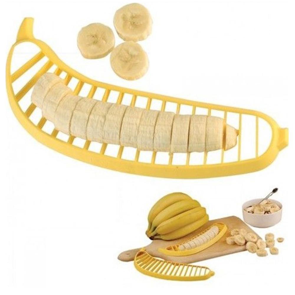 Kitchen Gadgets Plastic Banana Slicer Cutter Fruit Vegetable Tools Salad Maker Chopper Cooking Cut