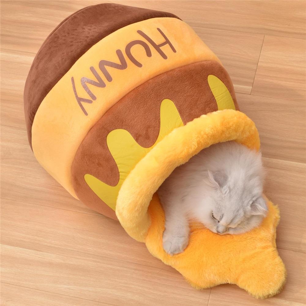 Cat Cave Bed, Soft And Thick Rebound Sponge Pet Nest With Removable & Washable Cushion, Cute Cartoon Design For Small Cats And Breeds