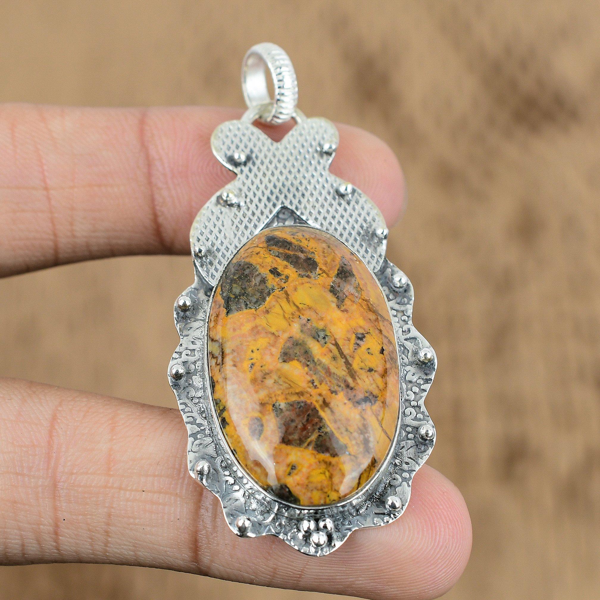 Natural Bauxite Gemstone Pendant 925 Sterling Silver Indian Jewelry For Women