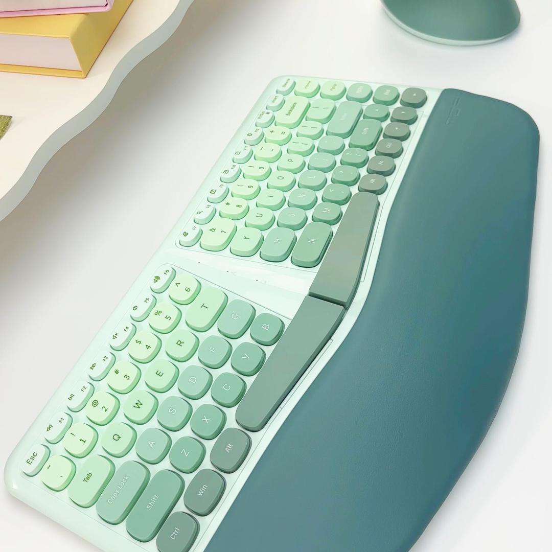 Mofii Ergonomic 2.4G Wireless Keyboard Mouse Combo with Wrist Rest,Split Design,1600DPI Vertical Mouse for PC/Laptop/Desktop