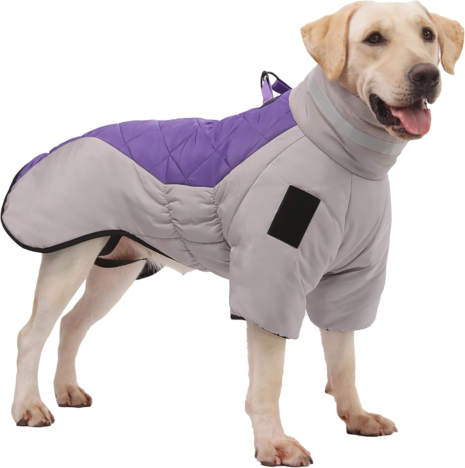 Waterproof Dog Coats For Medium And Large Dogs, Warm Dog Jackets With Reflective Stripes, Ideal Dog Clothing For Cold Weather (Purple, 2XL)