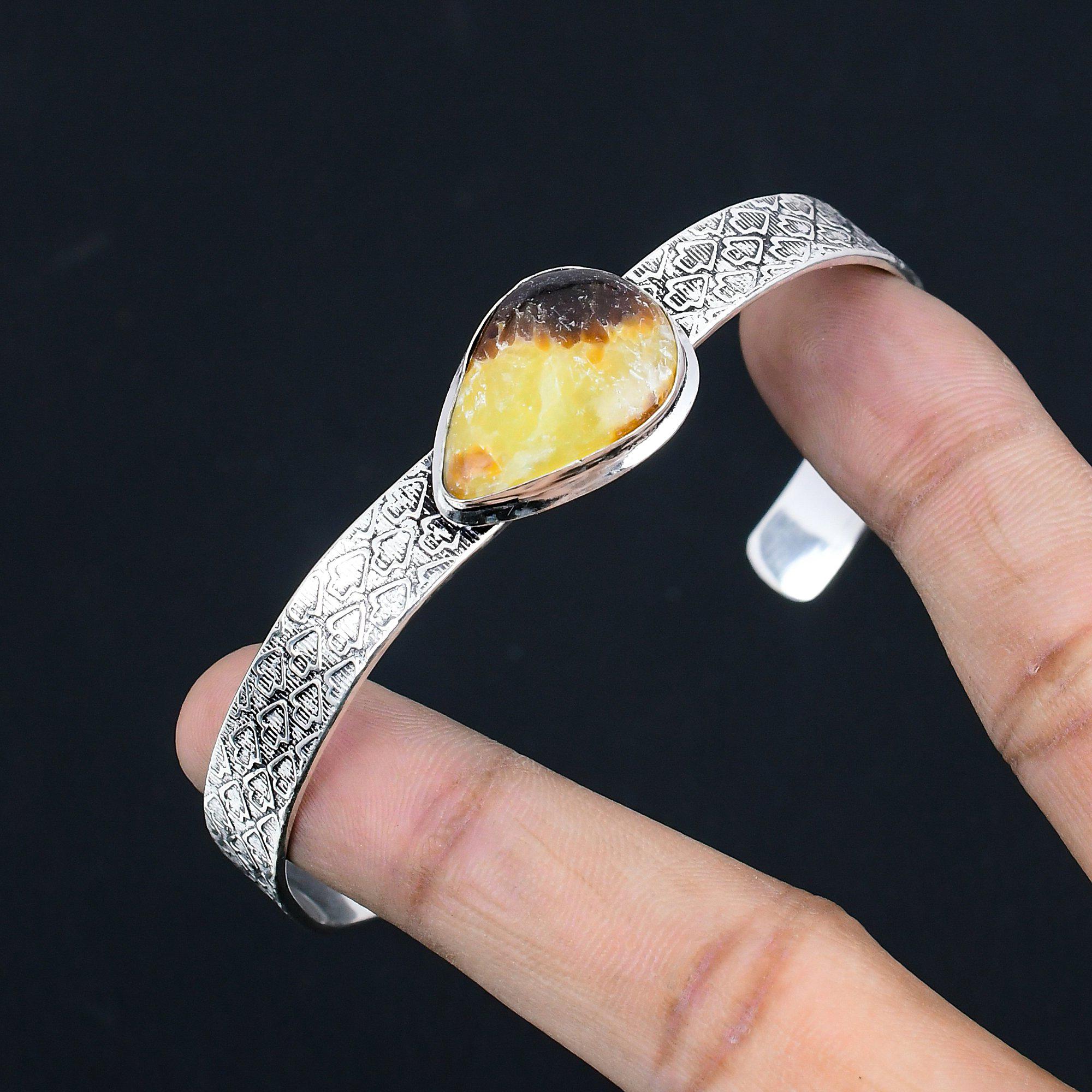 Tochtertagsangebot Natürlicher Septarian 925 Sterlingsilber Hochzeitsarmreif