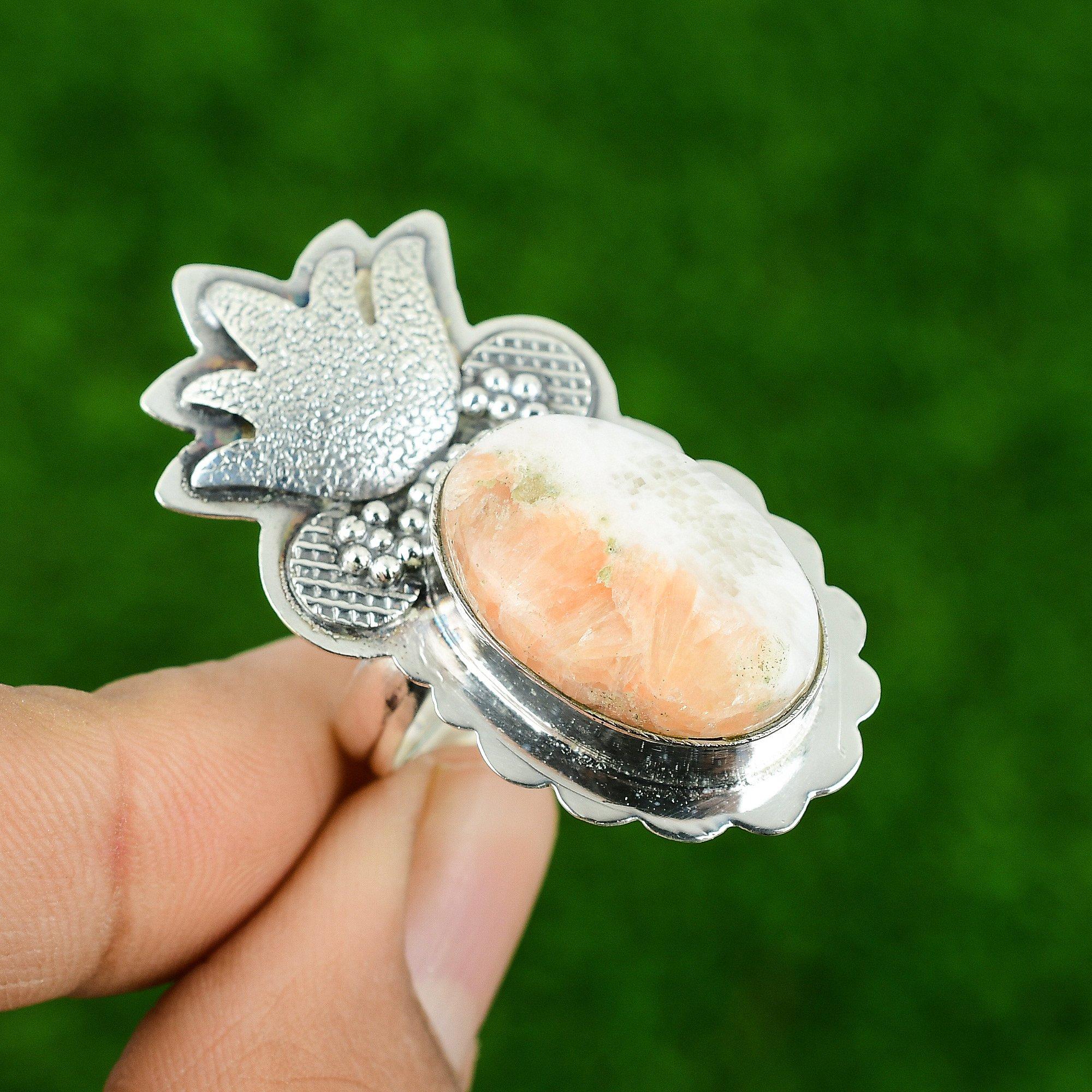 Scolecite Stone Promise Stackable Artisan Boho Ring Jewelry 925 Sterling Silver