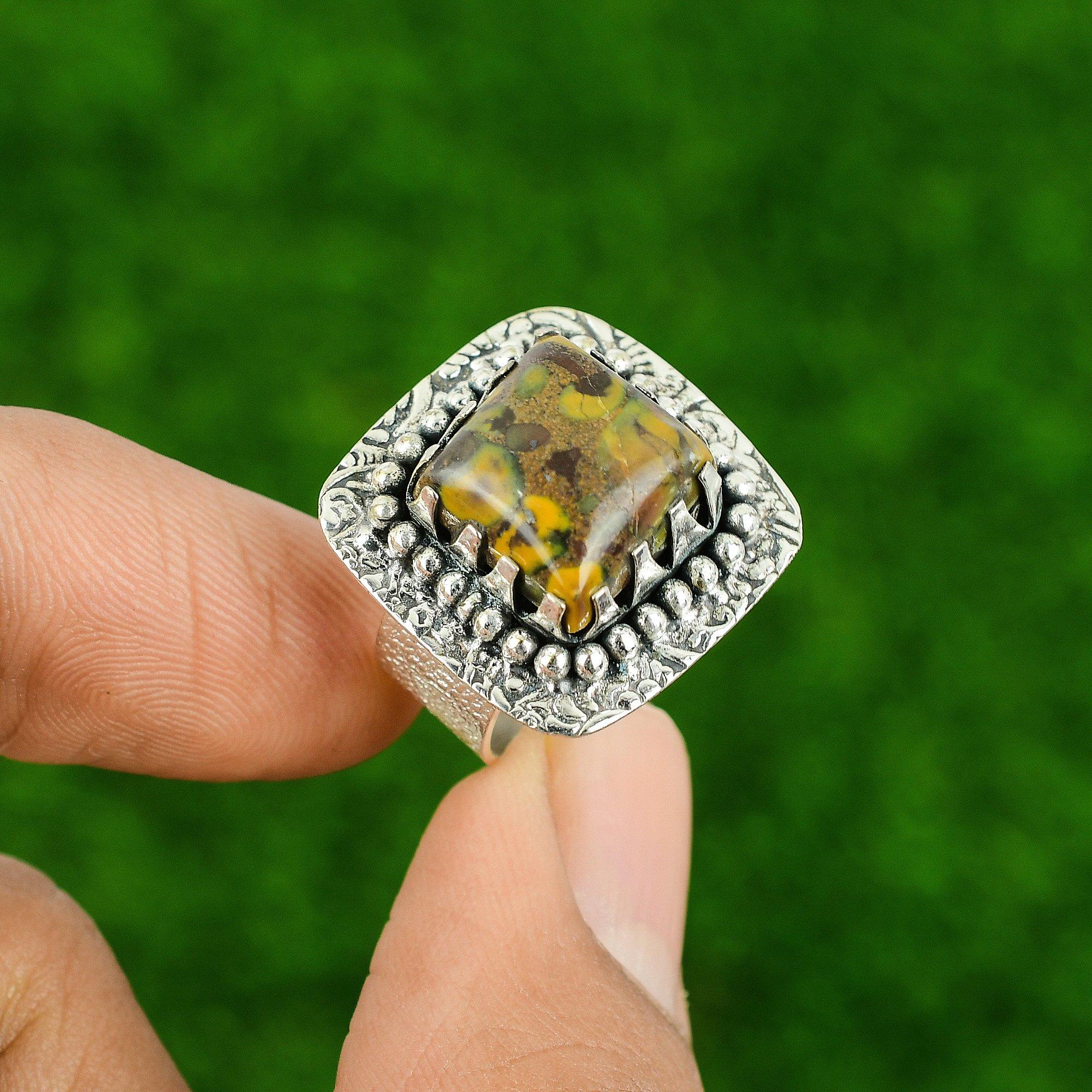 Natural Rhyolite Daughter Birthday Statement Engagement Ring Size 7 925 Silver