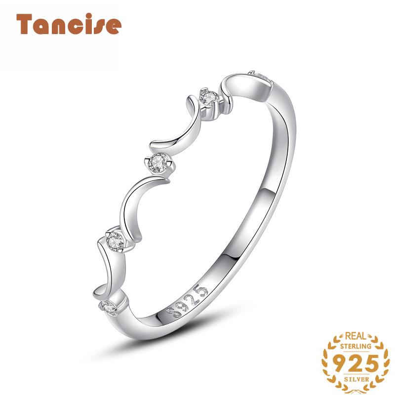 Tancise Klassischer Zirkon-Ring aus 925er-Sterlingsilber, Damenschmuck, Hochzeitsversprechen, Party-Geschenk