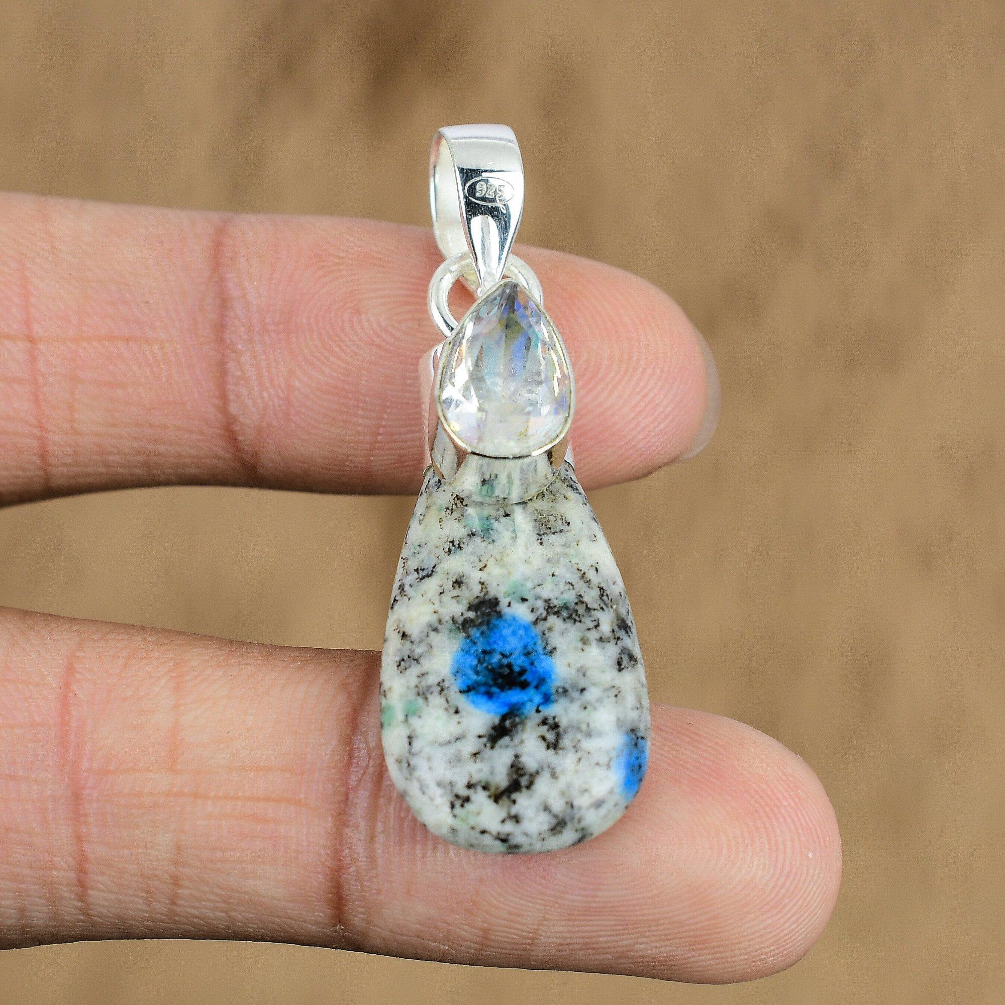Natural K2 Jasper Gemstone Pendant 925 Sterling Silver Indian Jewelry For Women