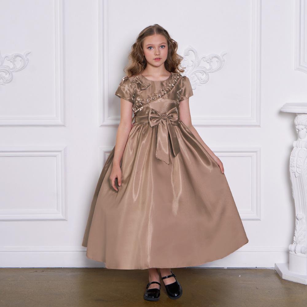 4-14 Years Old Lace Teenagers Girls Wedding Long Girls Dress Elegant Princess Party Grand Formal Ceremony Carnival Party