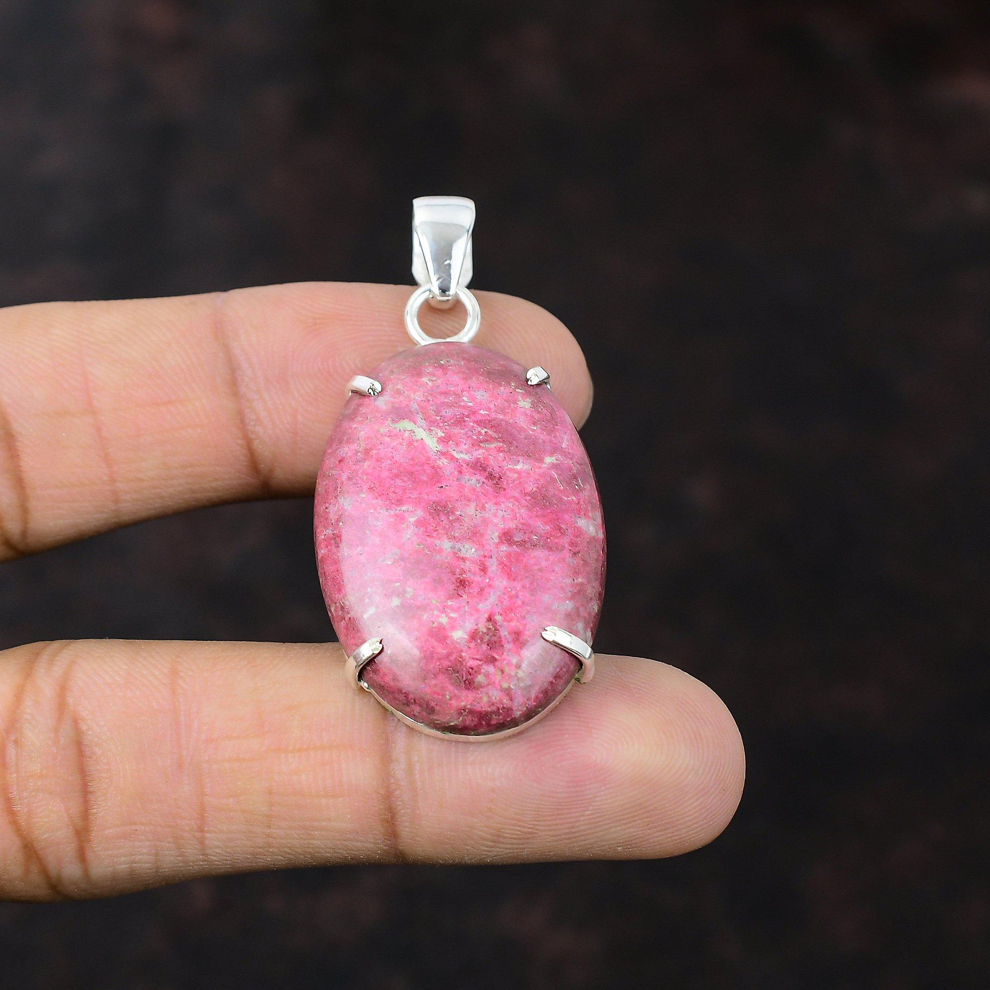 Thulite Pendant Beautiful Pendant 925 Sterling Silver Pendant Handmade Jewelry Brand New Gemstone Pendant Gift For Mother Birthstone Pendant