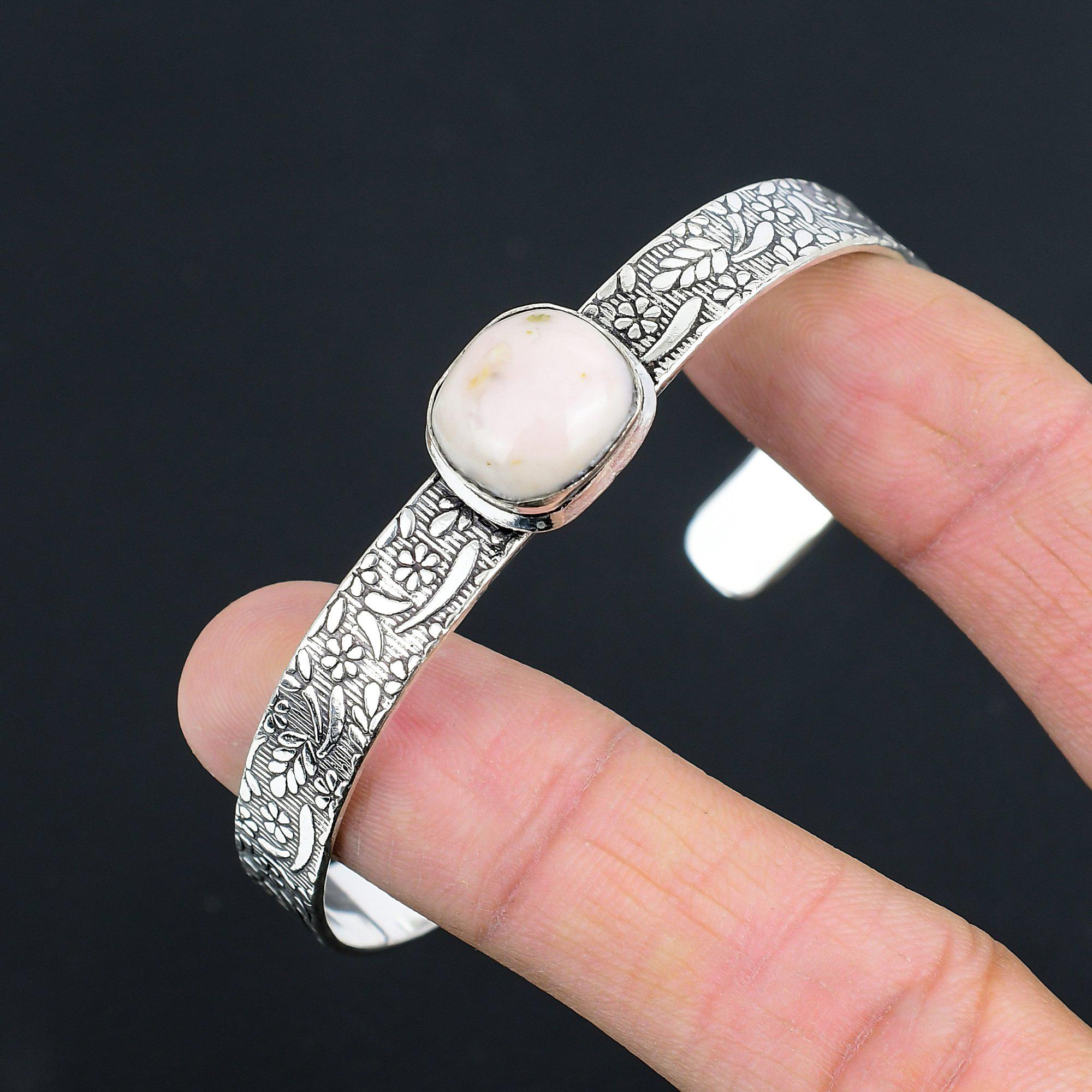 Töchtertag Sale Ovaler Rosa Opal Edelstein 925 Sterling Silber Armreif