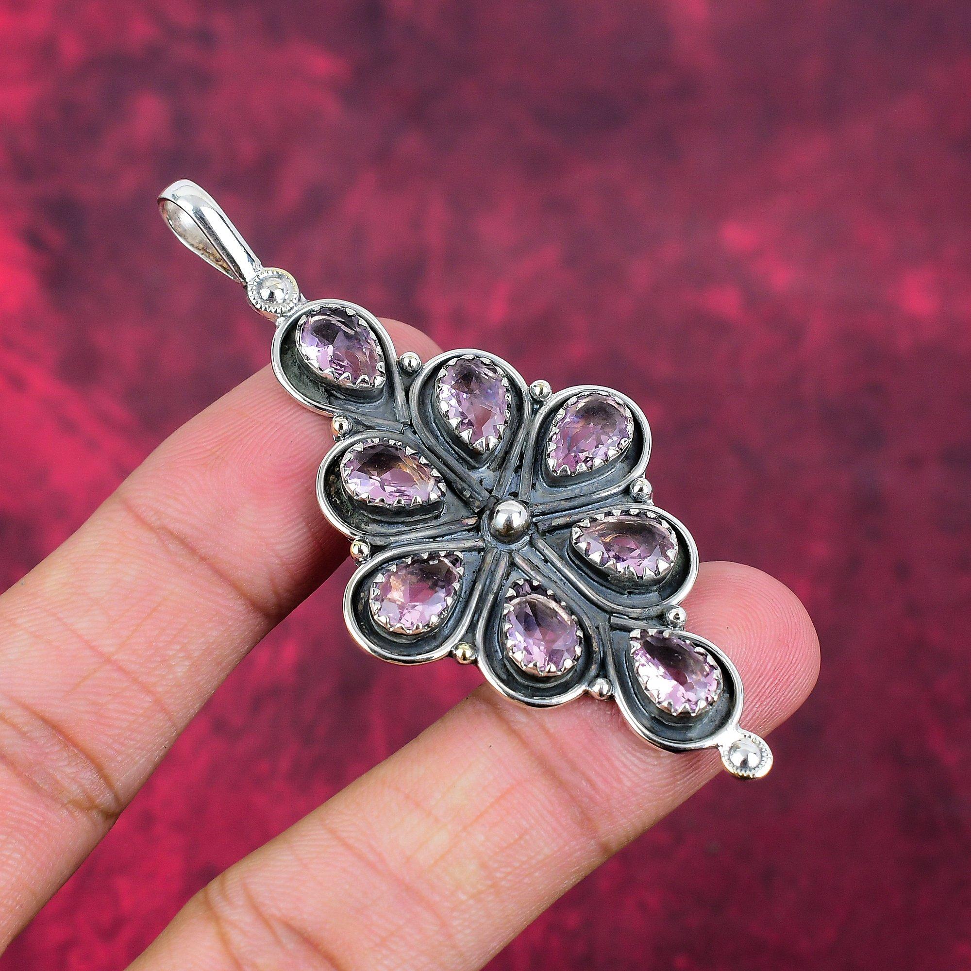 Pink Kunzite Gemstone Jewelry, Handmade 925 Solid Sterling Silver Pendant For Her, Amazing Silver Pendant Necklace For Women