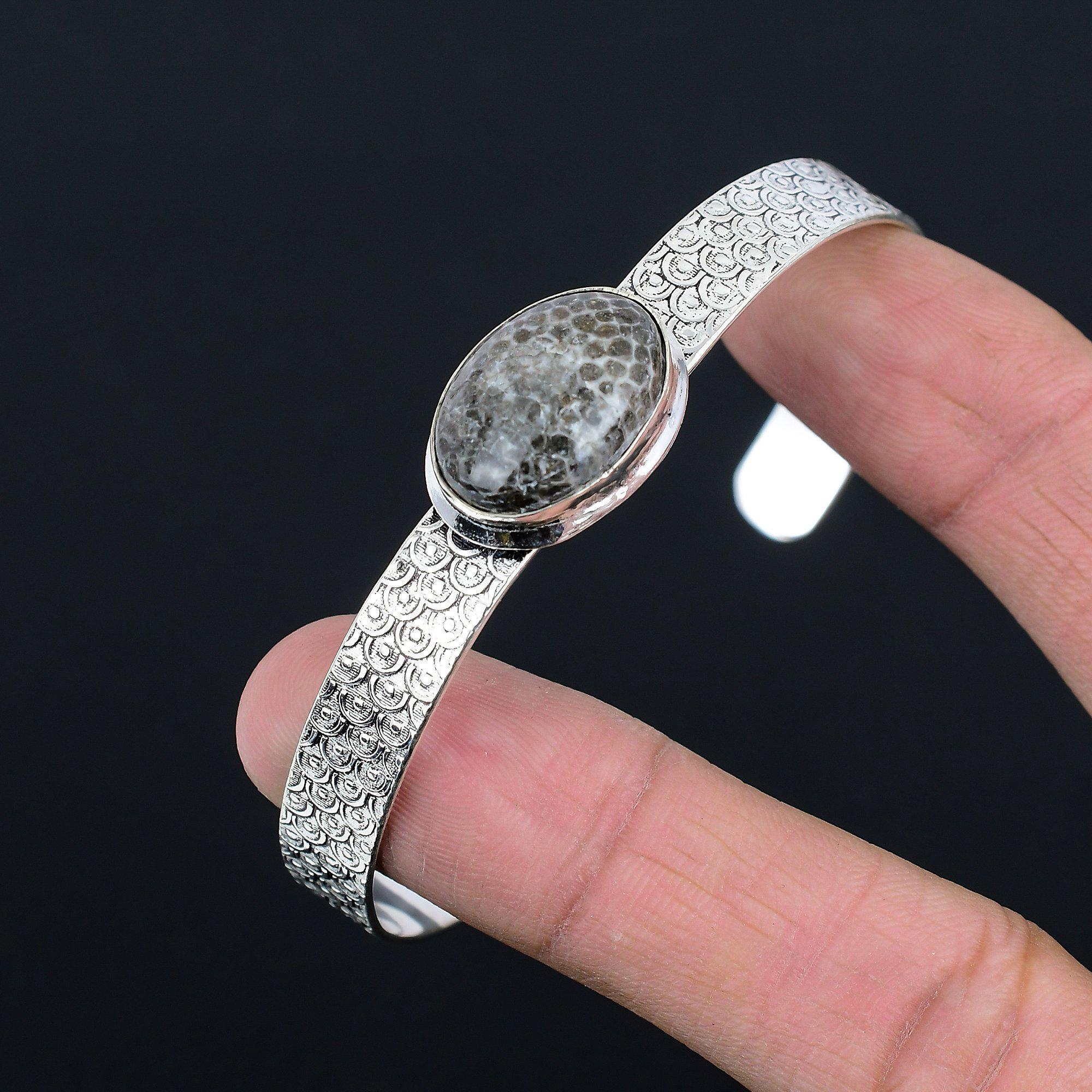 Muttertagsangebot 925 Silber Natürlicher Rochen Koralle Hochzeit Ehefrau Armreif Armband