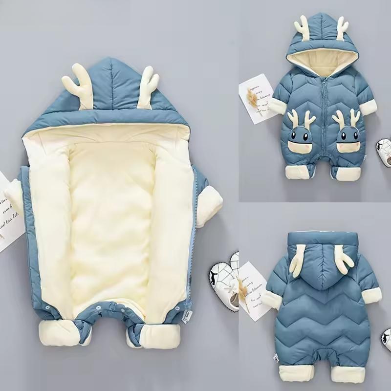 New Born Baby Girl Clothes Winter Snowsuit Plus Velvet Thick Baby Boys Jumpsuit 0-3 Years Romper Boy Overalls Toddler Coat
