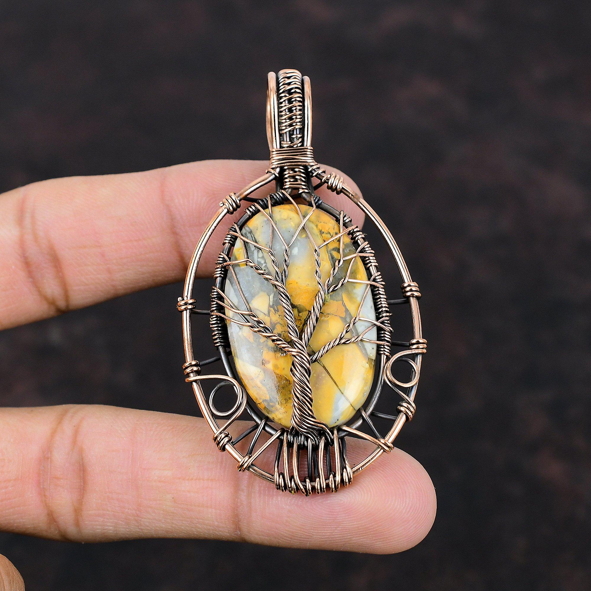 Tree Of Life Maligano Jasper Pendant Copper Wire Wrapped Gemstone Pendant Handmade Pendant Copper Jewelry Tree Of Life Pendant Gift For Her