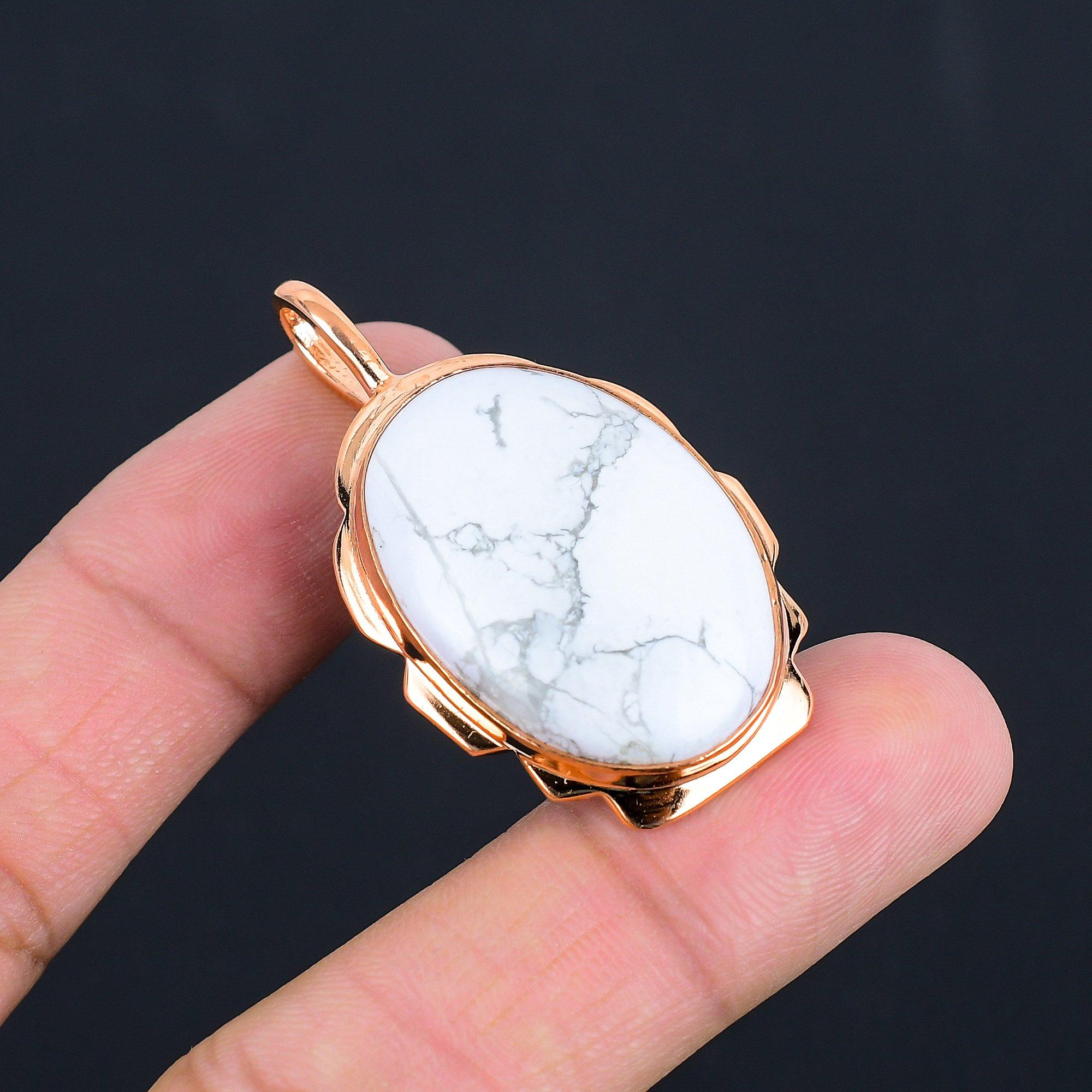 Howlite Gemstone Handmade Copper Jewelry Amazing Pendant For Wedding Gift
