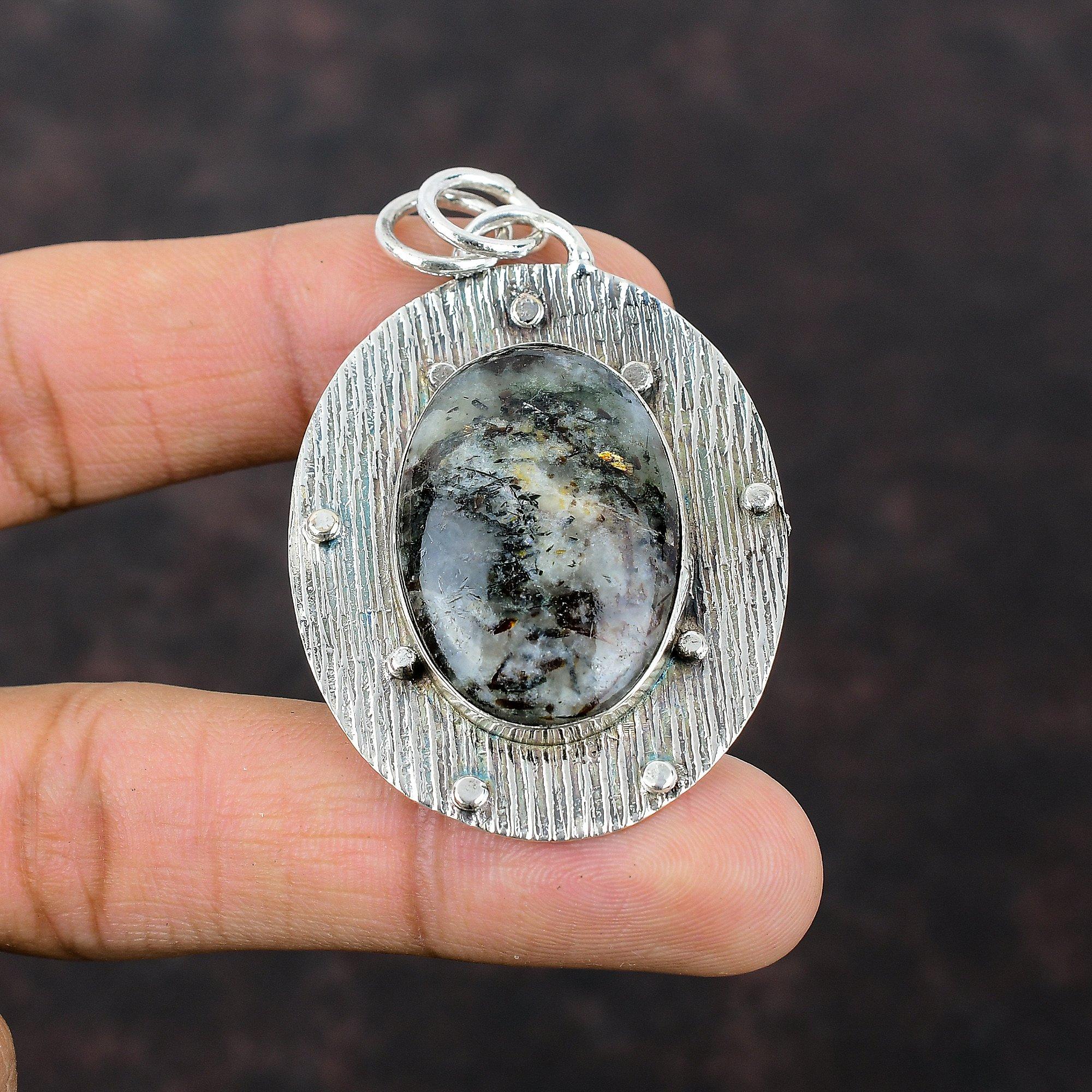 Pandantiv cu astrofilita Bijuterii lucrate manual Pandantiv din argint 925 Bijuterii cu pietre prețioase de înaltă calitate. Pandantiv de designer Cadou de logodna pentru mireasă