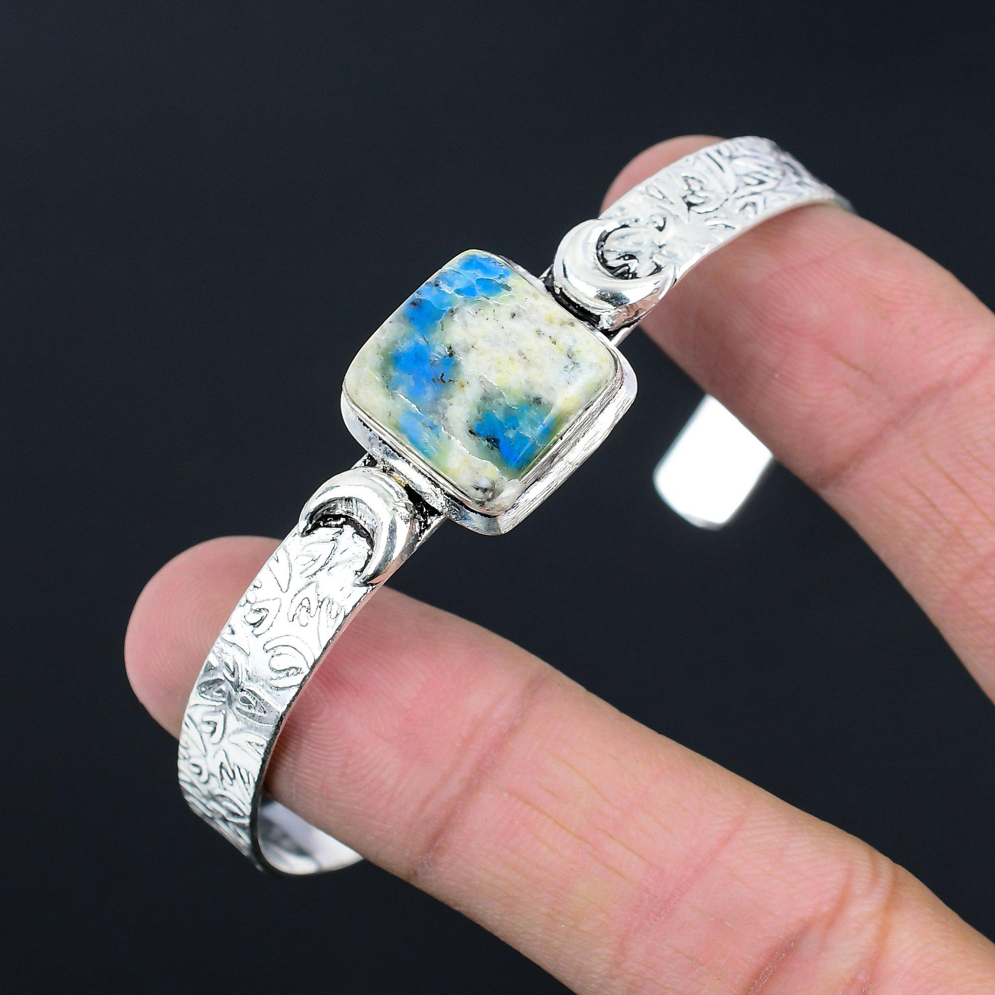 Vente de la Journée des Sœurs Argent Sterling 925 Jaspe Naturel K2 Épouse Bracelet Croissant de Lune