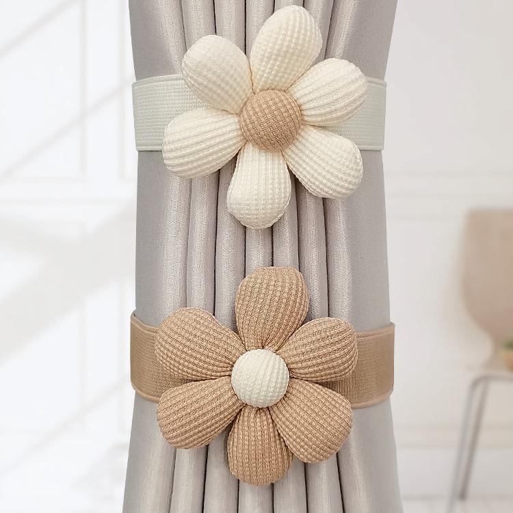 2PCS Flower Curtain Magnetic Tie Rope Backs Holdbacks Buckle Clips Accessory Rods Accessoires Hook Holder Home Decorations