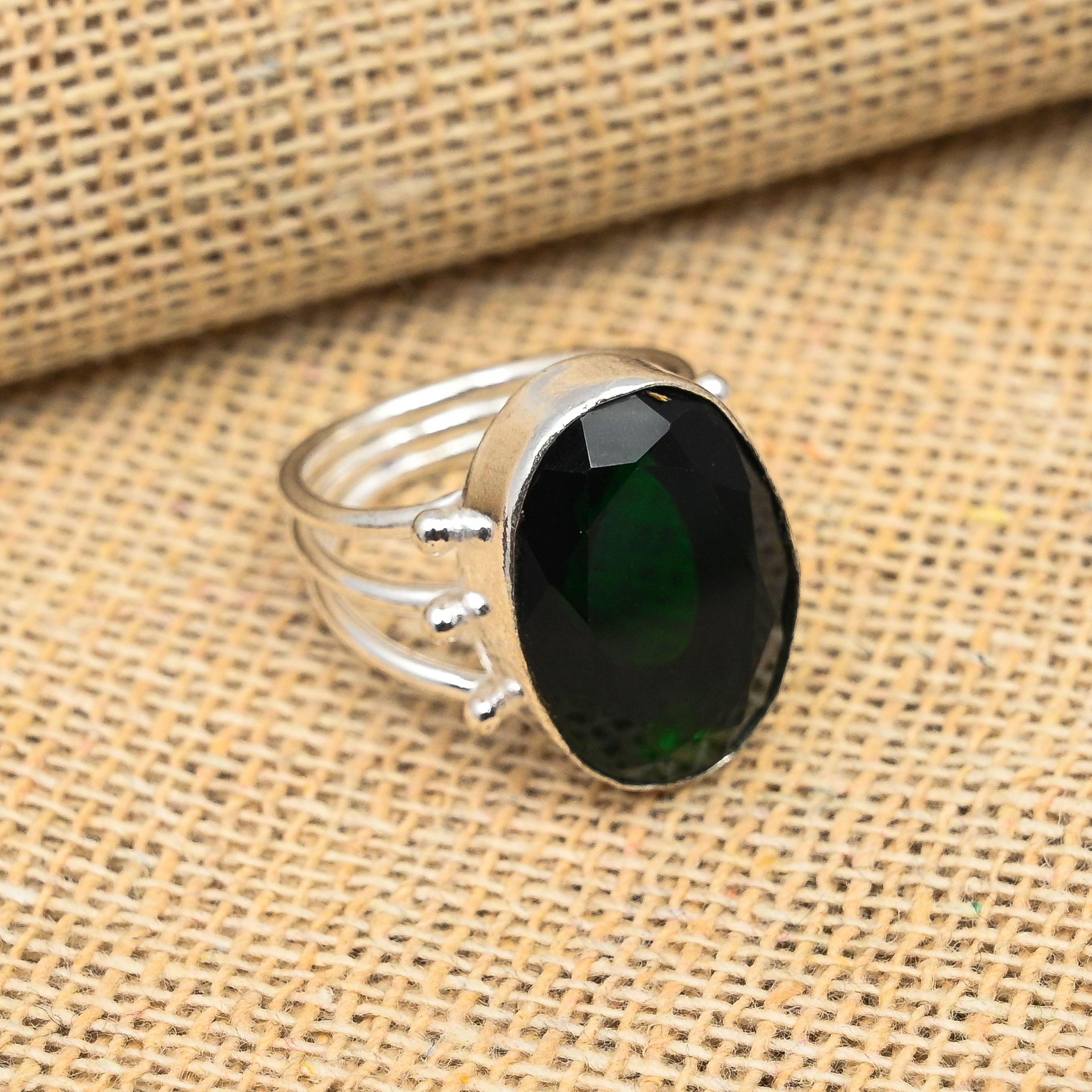 Chrome Diopside Gemstone Handmade Jewelry 925 Sterling Silver Ring For Her