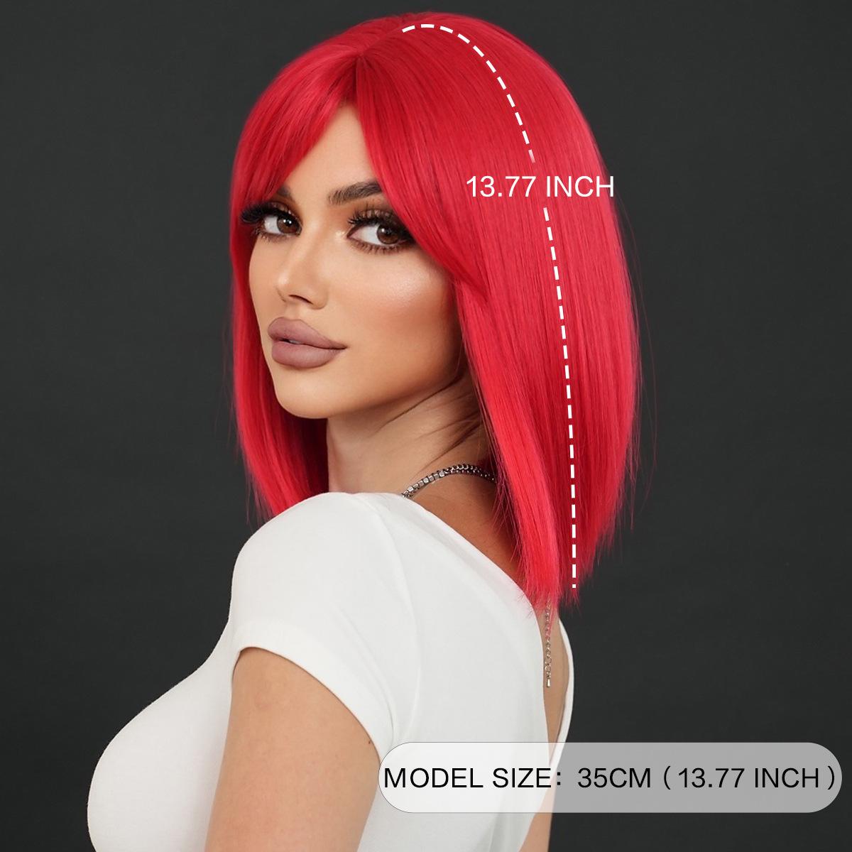 Red Bob Wig for Women - Side Part Bangs Short Hair, Halloween Easter Exaggerated Street Style Full Cap Wig, Multiple Red Options Available