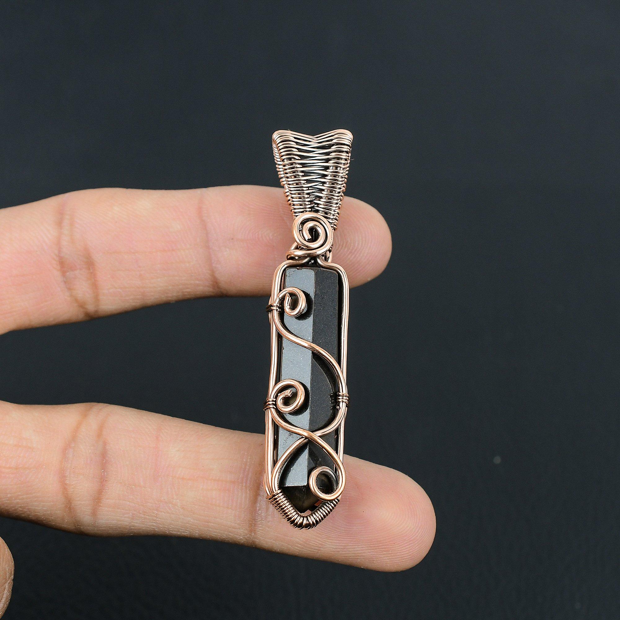 Beautiful Tourmaline Gemstone Handmade Pure Copper Wire Wrap Jewelry Pendant