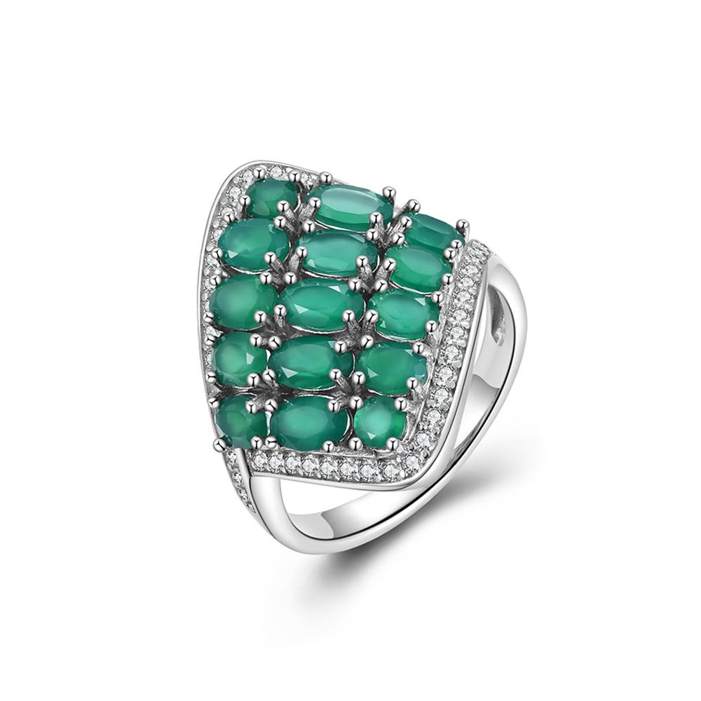925 Sterlingsilber Damenring hochwertiger natürlicher grüner Achat feiner Schmuck Damenmodeschmuck, Jubiläumsparty-Geschenk