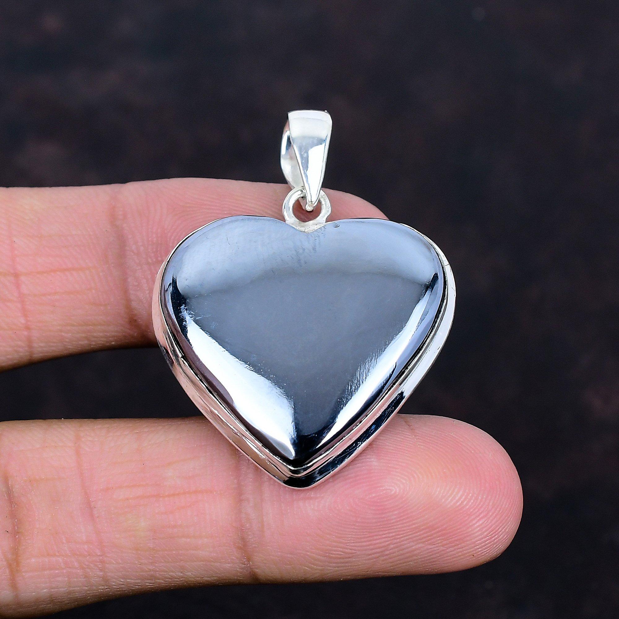 Schungit Anhänger Original Edelstein Anhänger Handgemachter Schmuck 925 Sterling Silber Anhänger Statement Anhänger Geschenke für Ihn Herz Silberschmuck