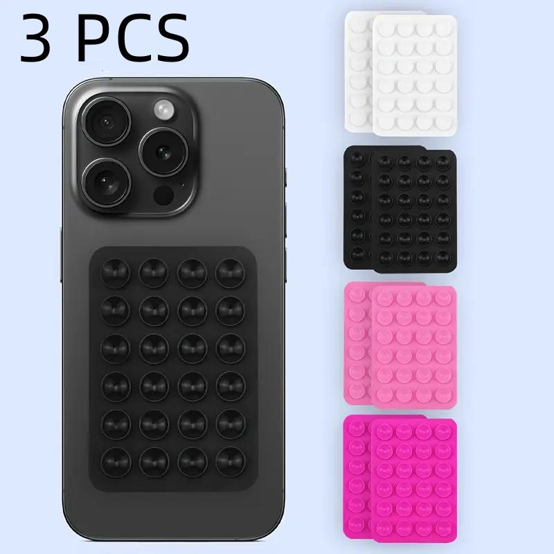 3pcs Silicone Suction Cup Phone Holders, Square Single-Sided 24pcs Mobile Stand