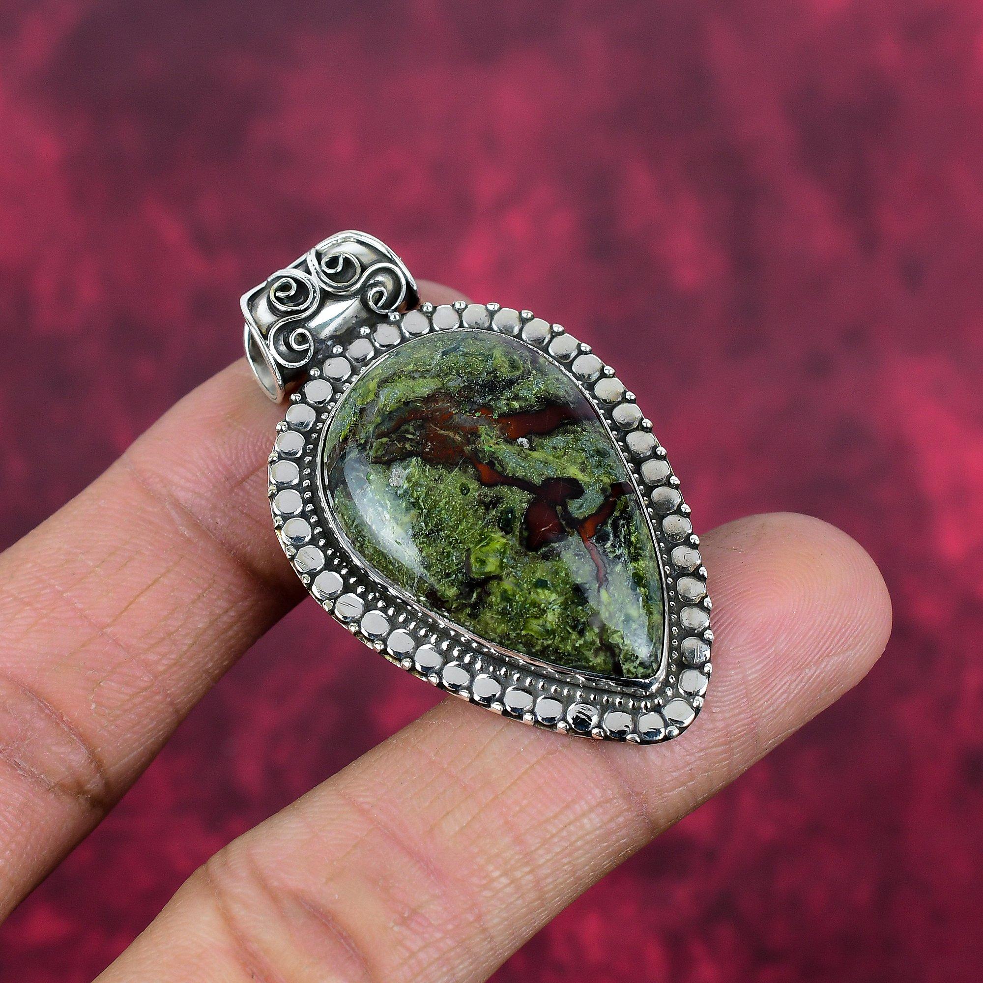 Bijou en pierre de sang de dragon, pendentif en pierre précieuse fait main, pendentif en argent sterling massif 925, bijou ancien, cadeau de fiançailles