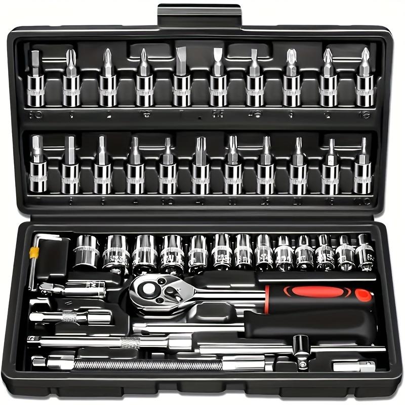 46pcs Premium Ultimate Automotive Repair Tool Set - High Torque Chrome Vanadium Steel Kit for Car, Bicycle, and Motorcycle Maintenance