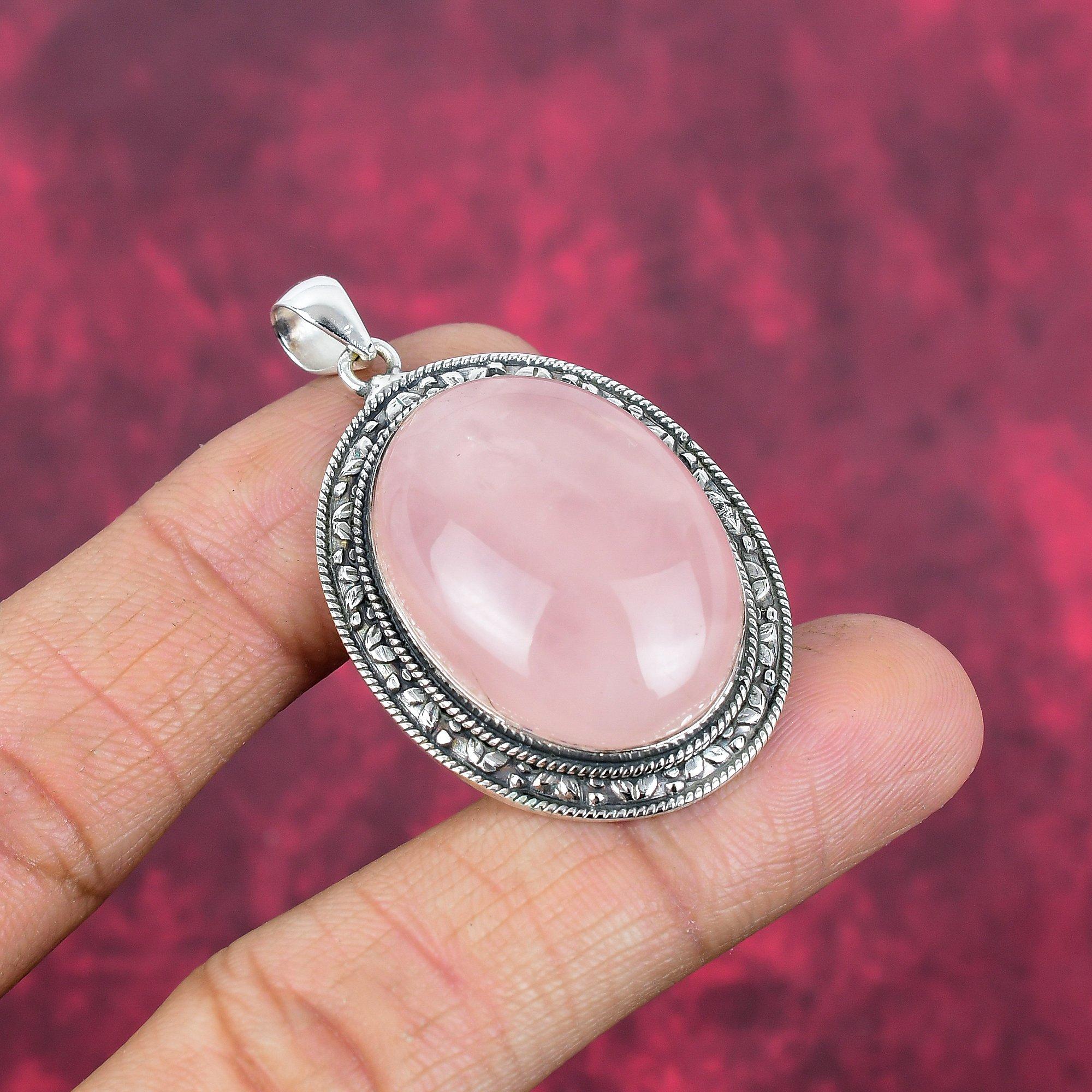 Rose Quartz Jewelry, 925 Solid Sterling Silver Pendant Handmade Gemstone Jewelry, Gifts For Wife Brand New Pendant