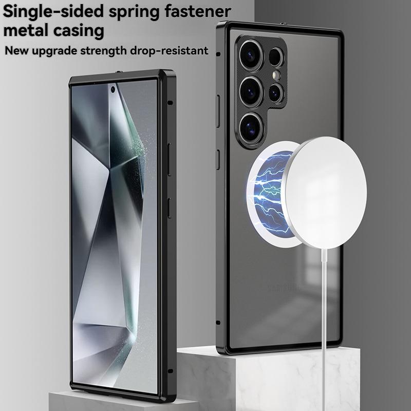 Magnetic Case for Samsung Galaxy S25 Ultra S24 S23 Plus S25+ S24+ Magsafe Metal Spring Aluminium Alloy Lens Protection Matte Back Phone Bumpers