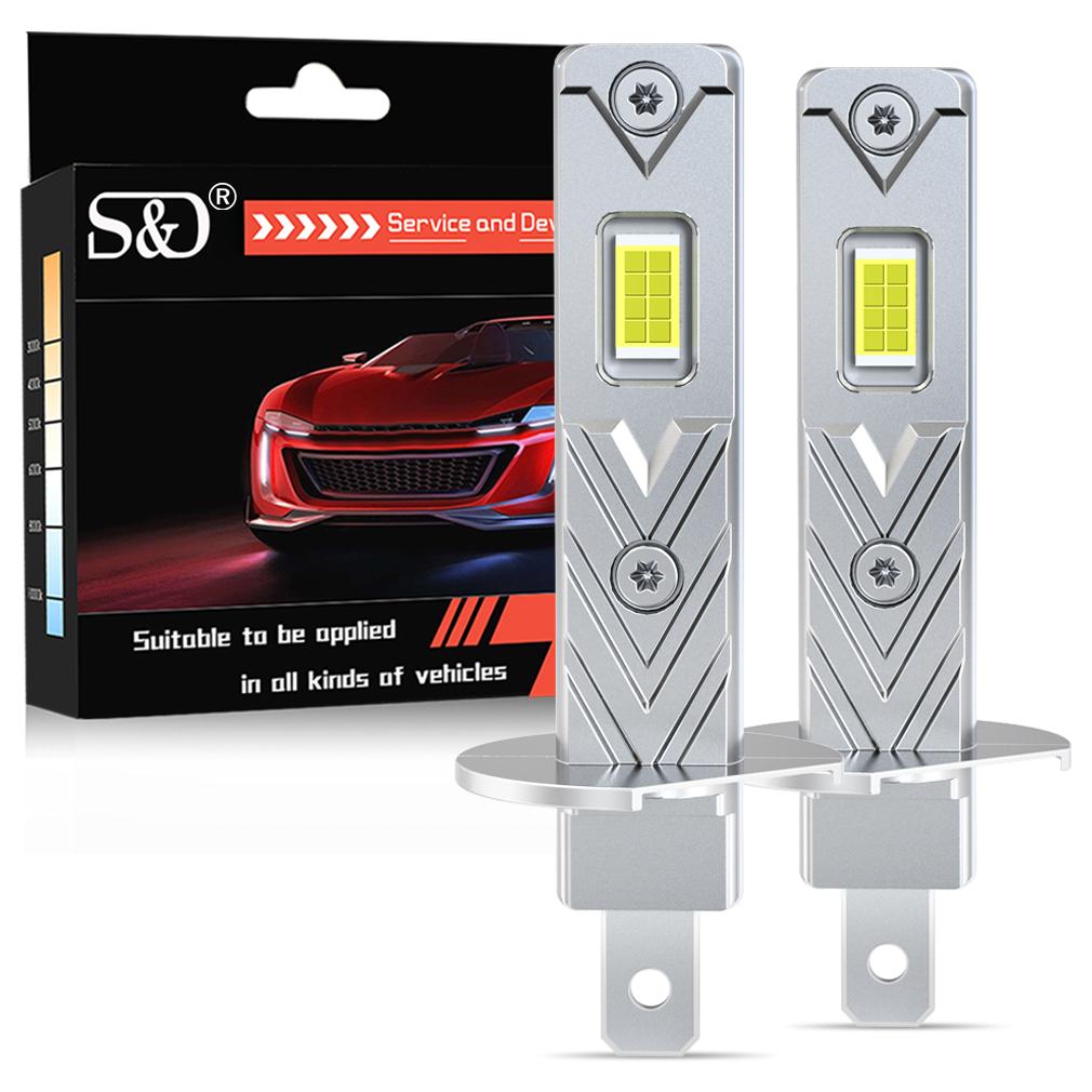 2Pcs 12000LM H1 H3 LED Headlight Bulbs Mini H1 Led Fog Lamp 30W CSP for Car Headlamp Fanless DRL Light Auto Daytime Running Lamps 12V 6500K White