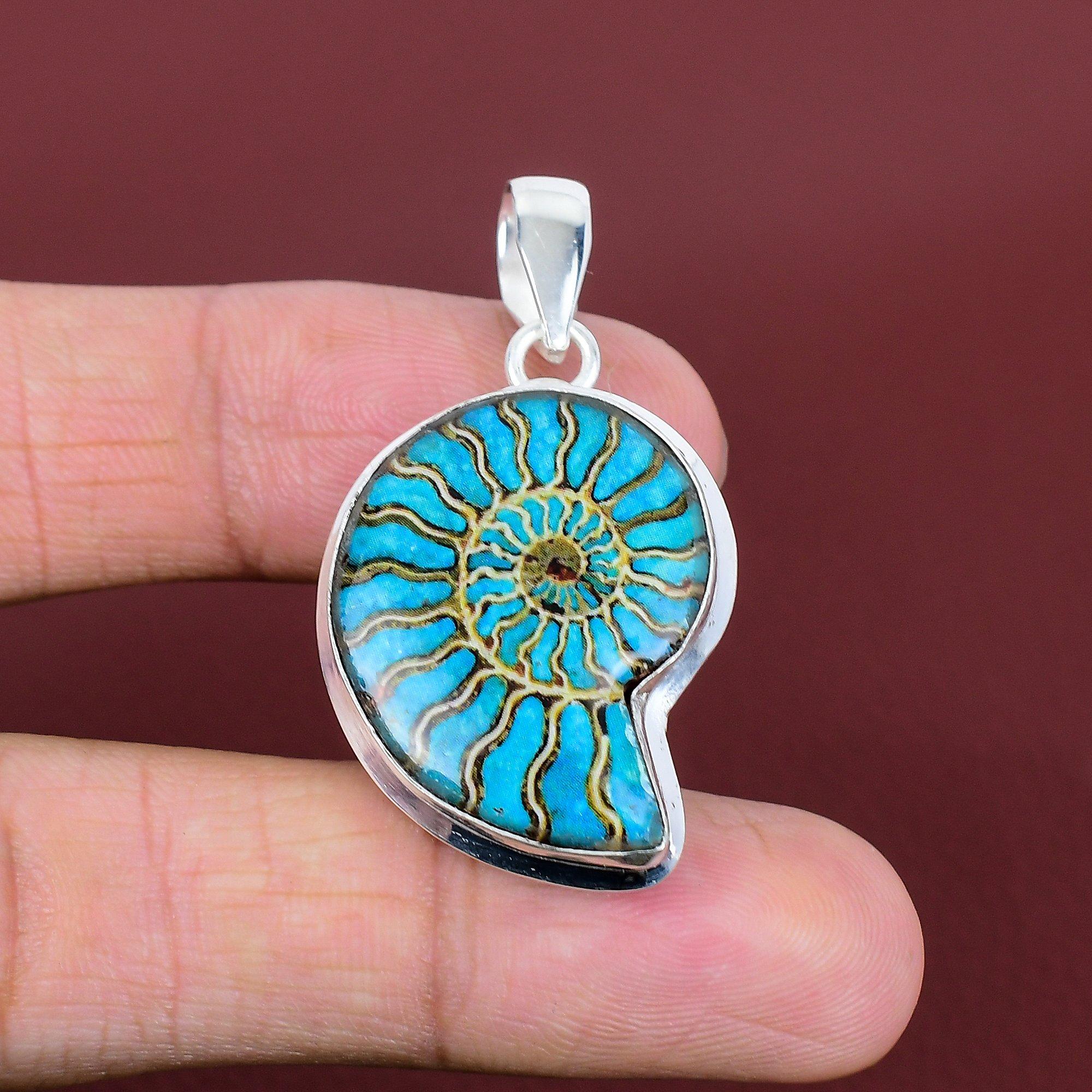 Ammonite opal doublet pendant handmade very pretty gemstone jewelry 925 sterling silver pendant dainty pendant anniversary gifts