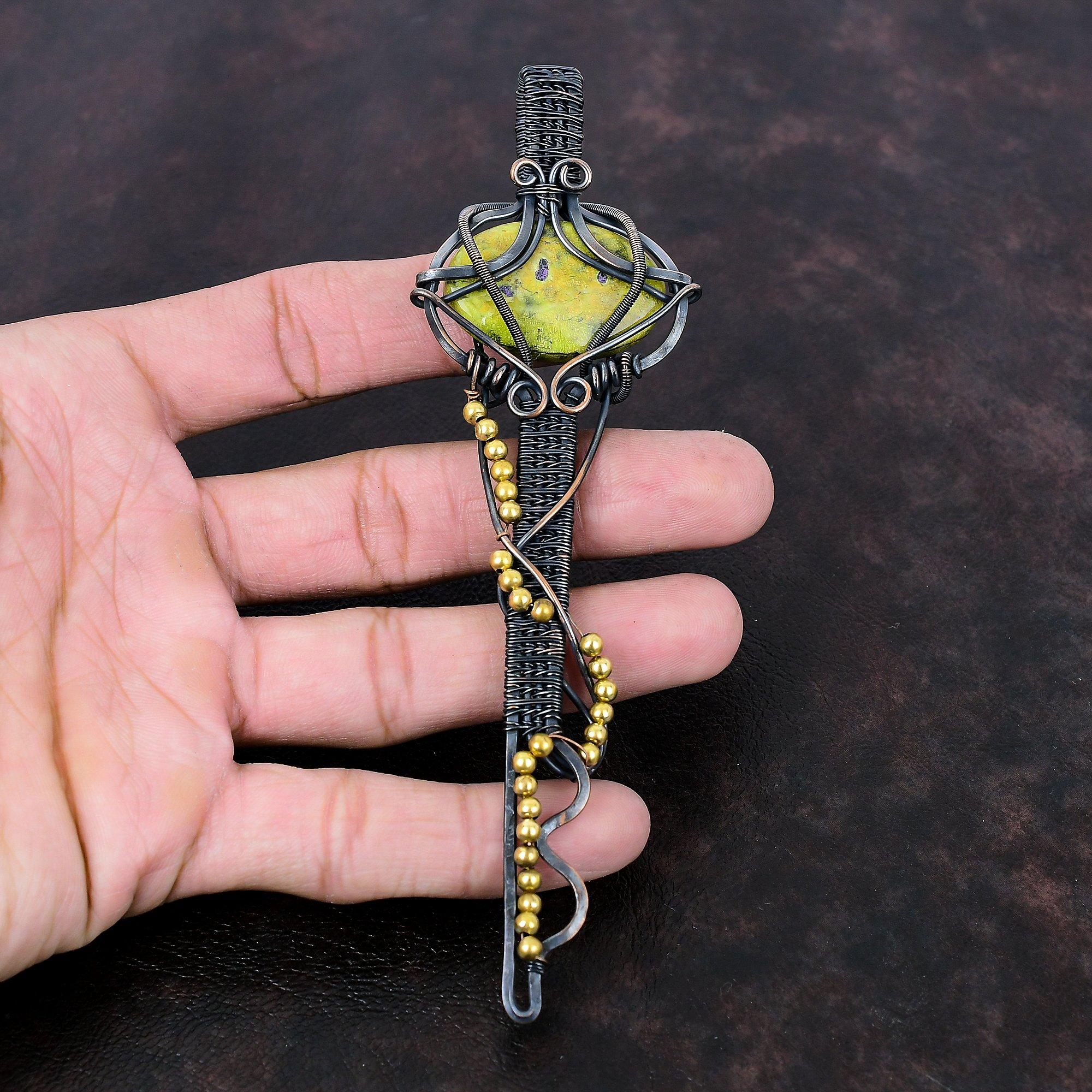 Stichtite Pendant Copper Wire Wrapped Pendant Key Pendant Copper Jewelry Gemstone Pendant Handmade Pendant Gift For Mother Designer Pendant