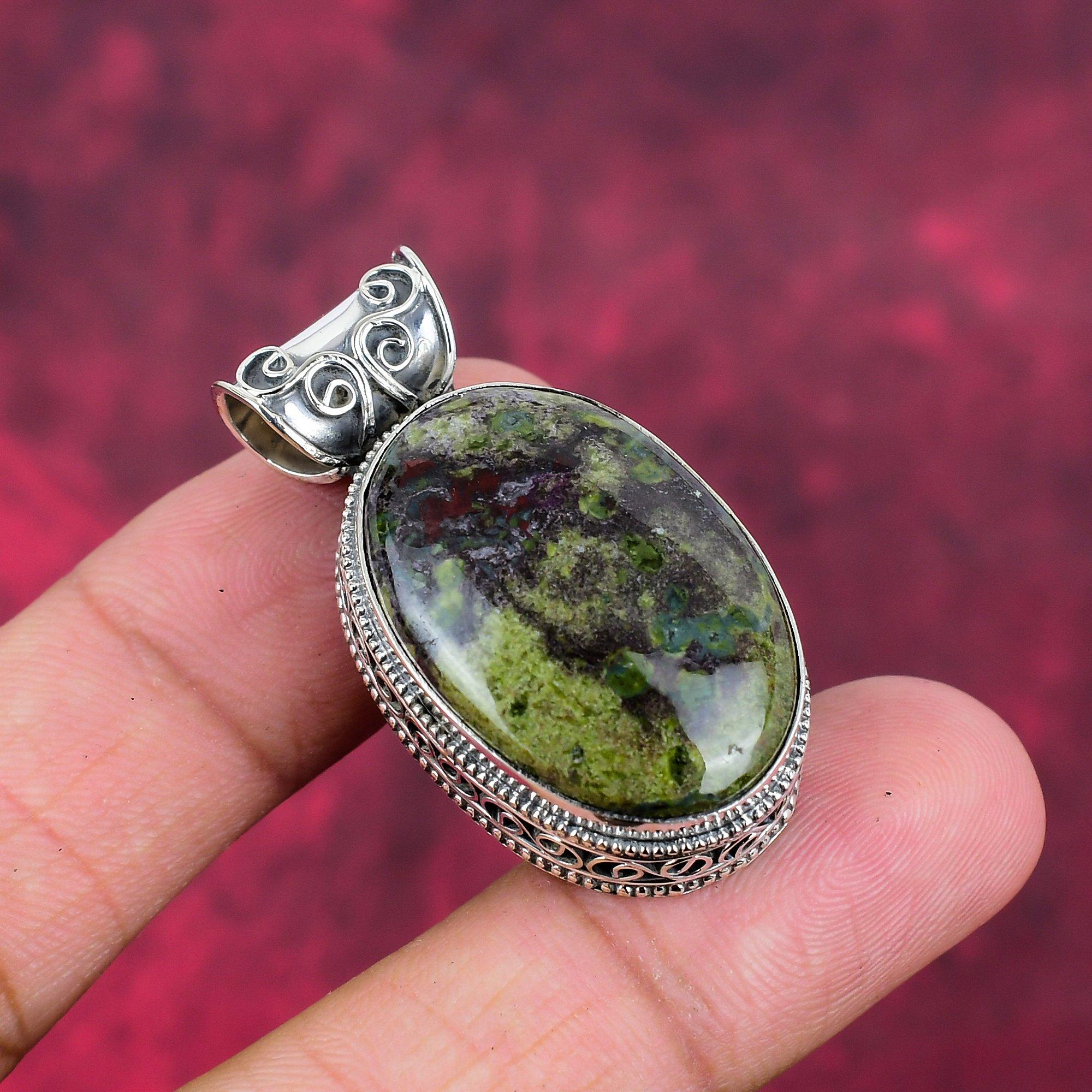 Drakblodshänge, Ädelstenssmycken 925 Sterlingsilverhänge, Gåva till kvinnor Handgjort hänge