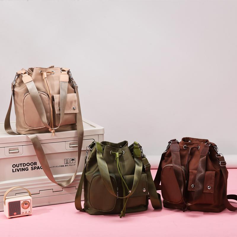 Women's drawstring bucket bag, large capacity shoulder bag, travel, leisure, cross-body bag