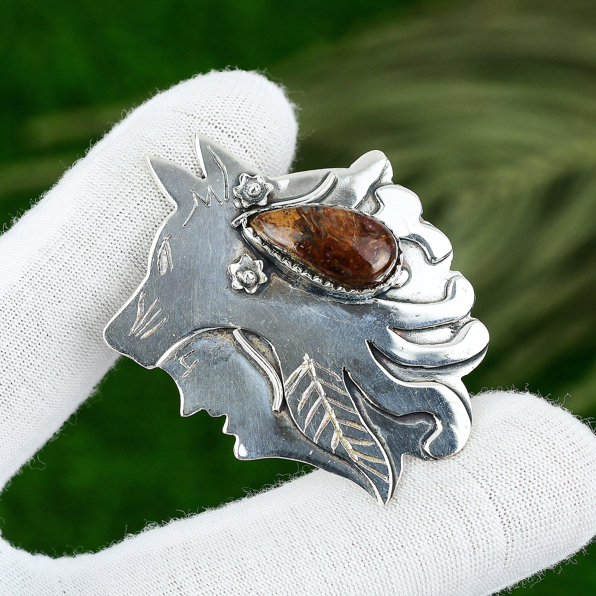 Birthday Gift For Her Natural Seame Agate Gemstone Pendant 925 Sterling Silver