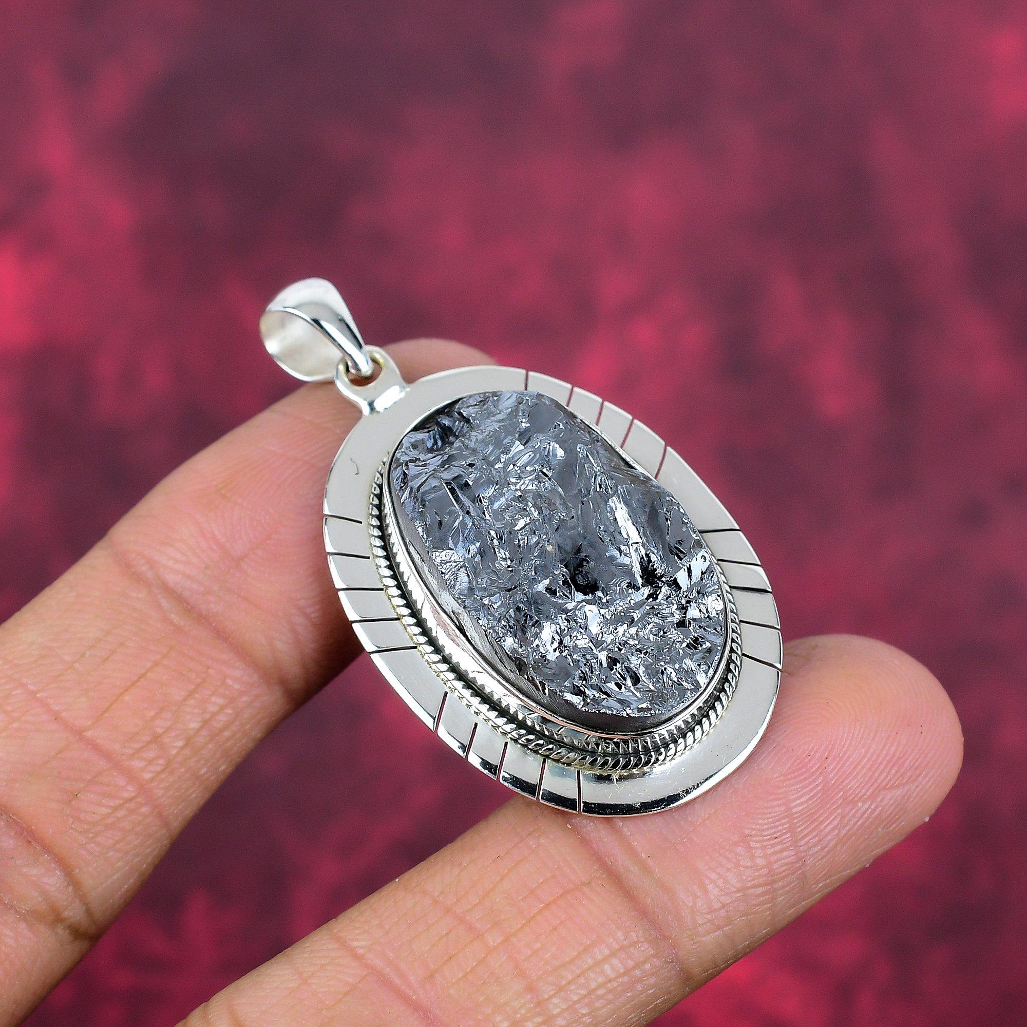 Roher Shungit Anhänger, 925 Sterling Silber Anhänger Edelstein Schmuck Handarbeit Erstaunlicher Schmuck Anhänger, Geschenk für Sie