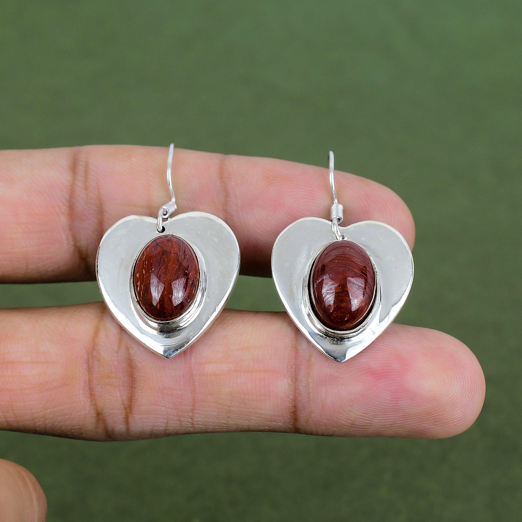 Red Snakeskin Jasper Earring 925 Sterling Silver Earring Handmade Jewelry Dangle Earring Red Snakeskin Jasper Gemstone Jewelry Gifts For Her