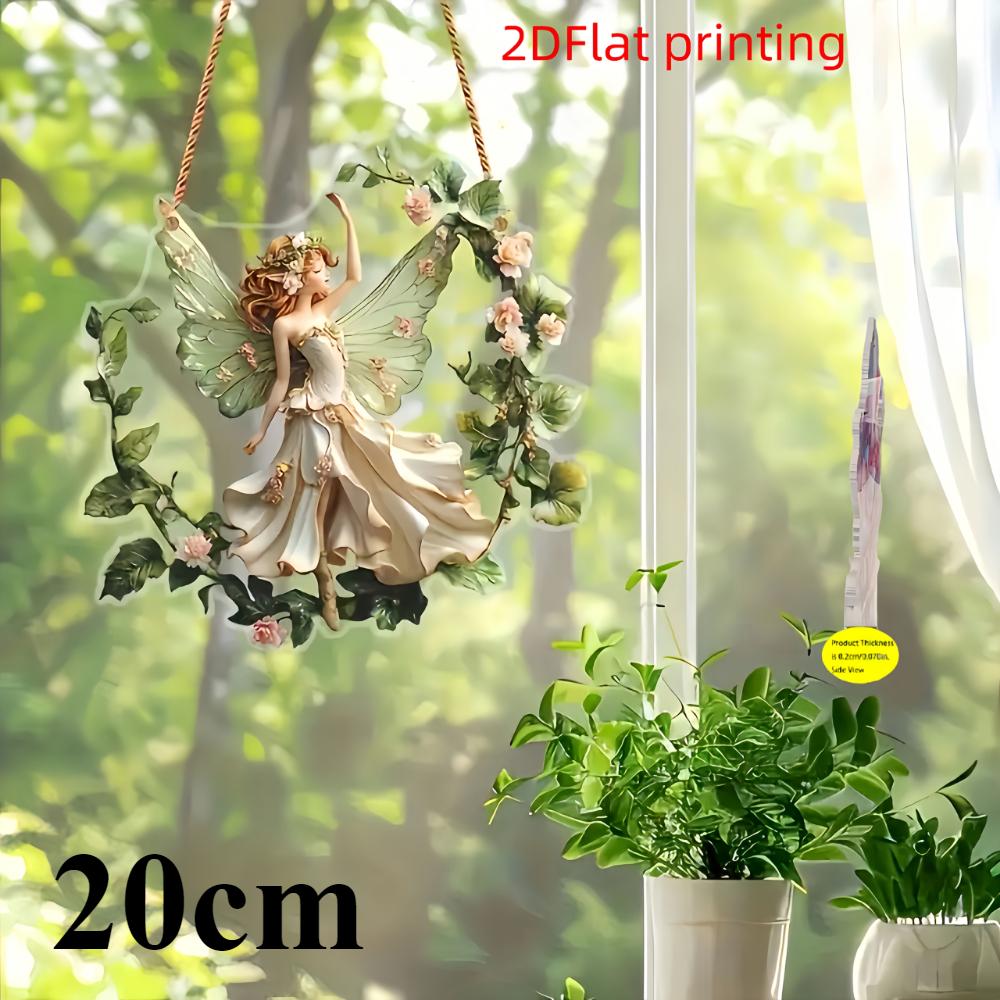 2D Flat Bohemian Christmas Wreath Fairy Lighting Pendant, Exquisite Flower and Fairy Design, Home Gardening Holiday Decoration, the Perfect Gift