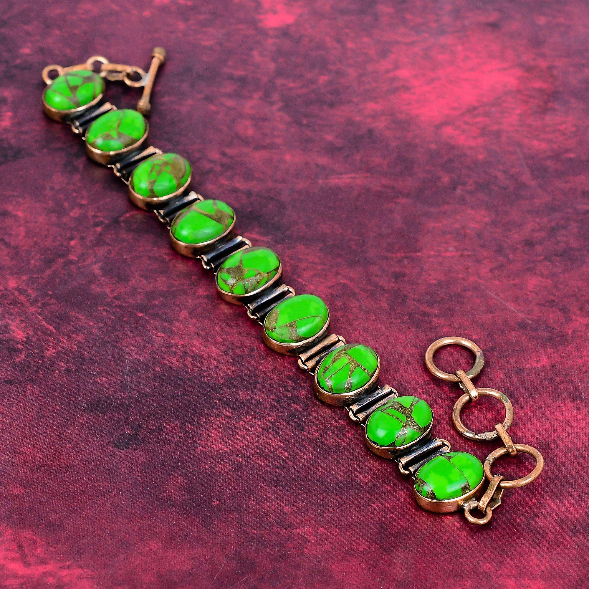 Kupfergrün Türkis Armband Kupfer Verstellbares Kettengliedarmband Edelsteinschmuck