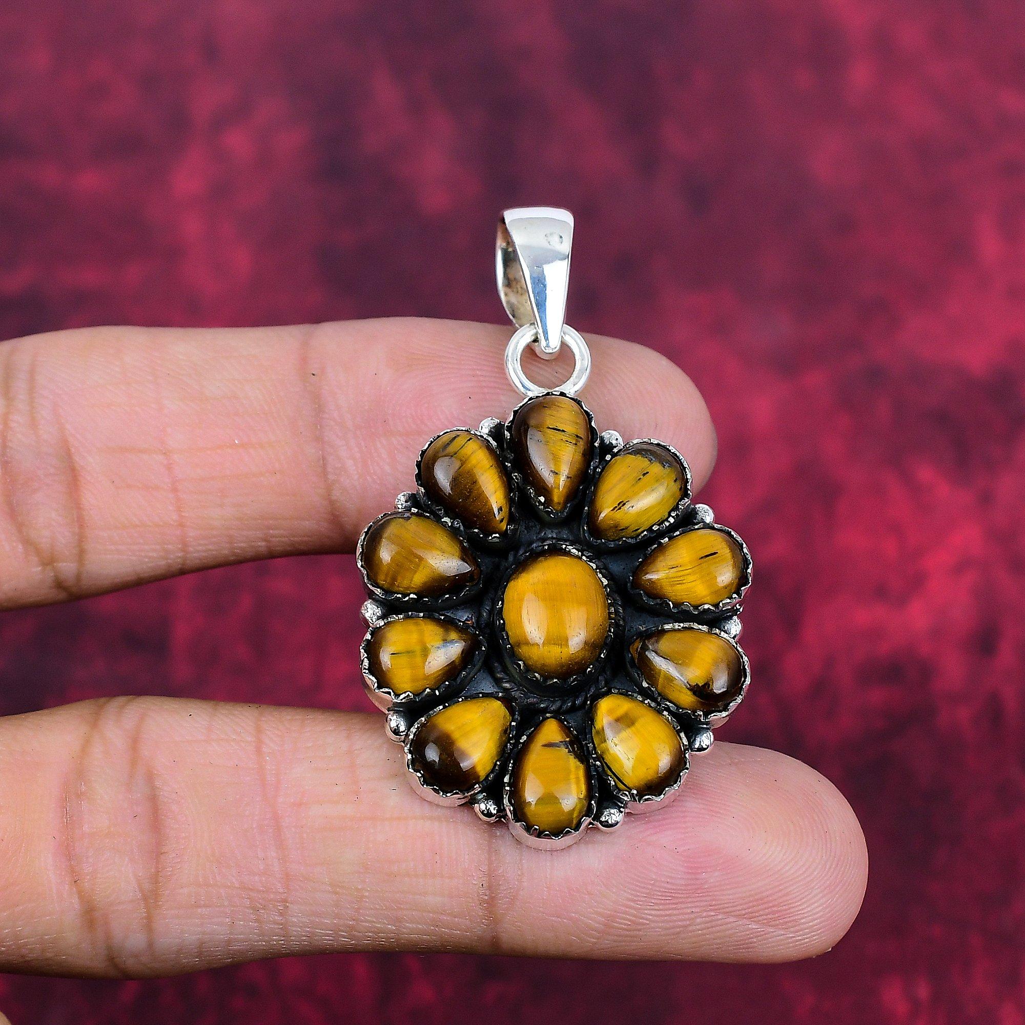 Tiger Eye 925 Solid Sterling Silver Pendant, Handmade Gemstone Pendant Jewelry, Gifts For Wife Brand New Pendant