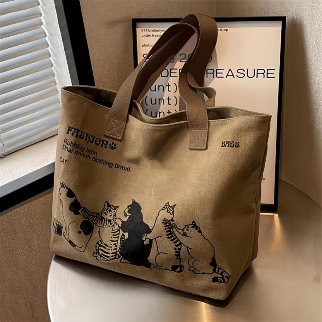 Women Classic Canvas Hand Shoulder Bag, Spacious Durable Tote With Zipper Closure, Fashion Design Ideal For Work, School And Daily Casual Use